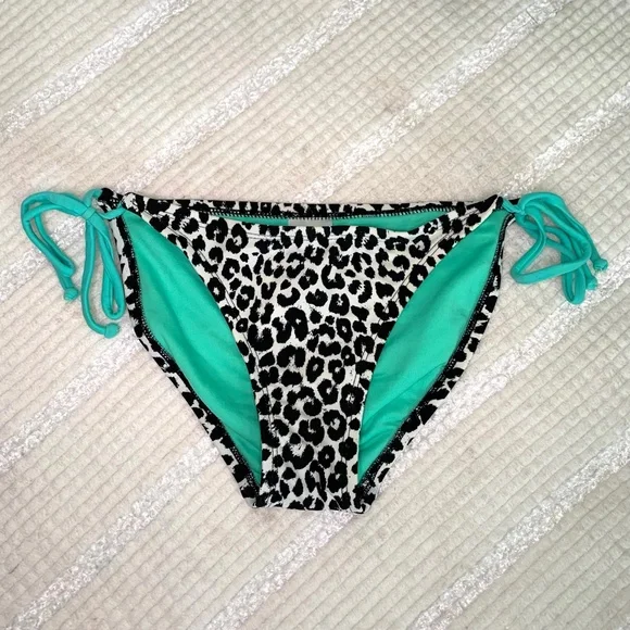 Black Leopard Bikini Bottoms String Hips Size Small - Picture 8 of 8